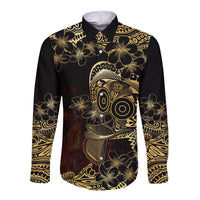 Frangipani Festival Rabaul Long Sleeve Button Shirt PNG Tribal Baining Mask Tattoo - Polynesian Pride