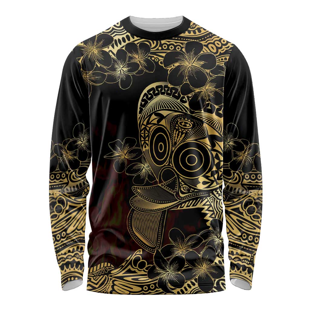 Frangipani Festival Rabaul Long Sleeve Shirt PNG Tribal Baining Mask Tattoo - Polynesian Pride