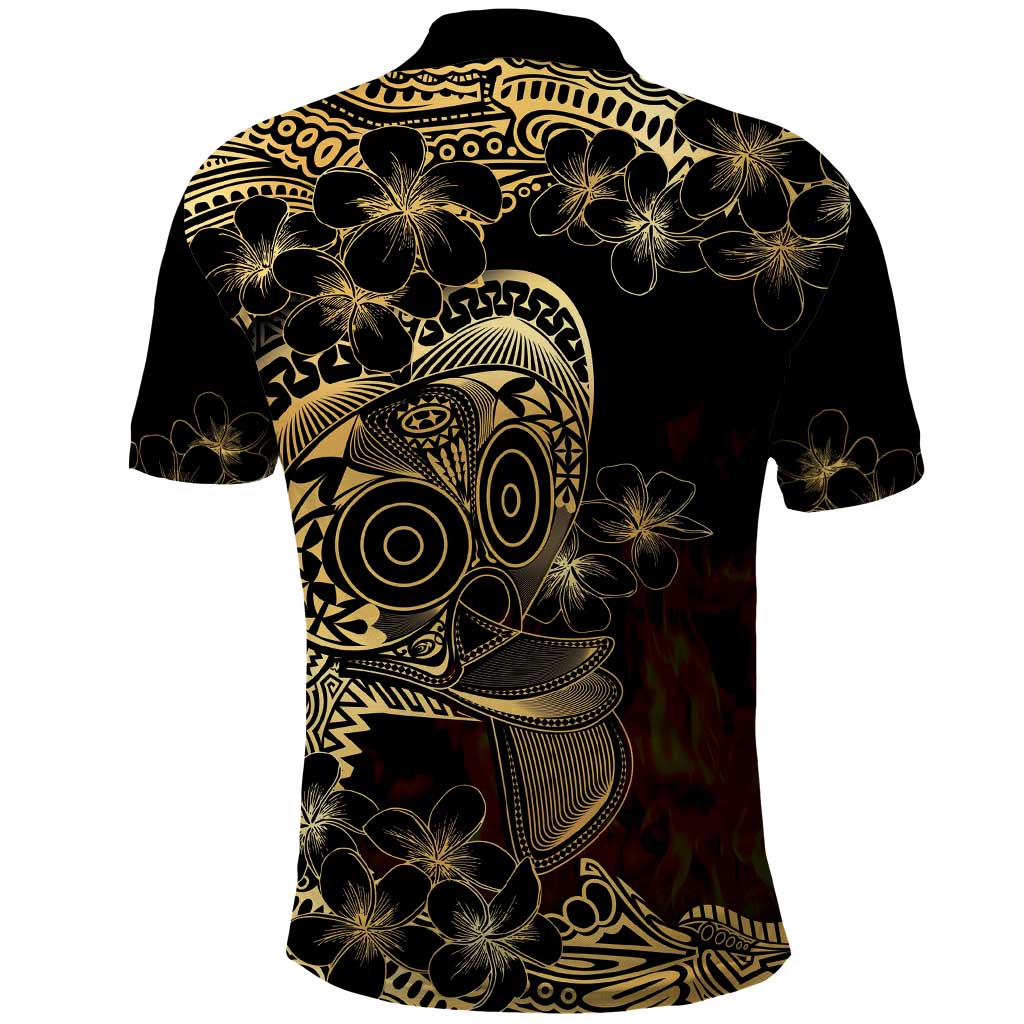 Frangipani Festival Rabaul Polo Shirt PNG Tribal Baining Mask Tattoo - Polynesian Pride