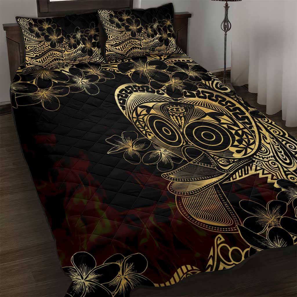 Frangipani Festival Rabaul Quilt Bed Set PNG Tribal Baining Mask Tattoo - Polynesian Pride