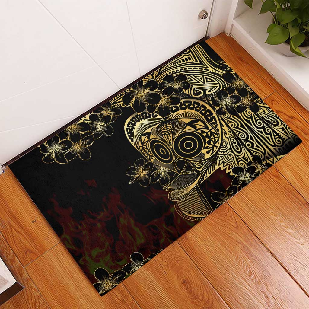 Frangipani Festival Rabaul Rubber Doormat PNG Tribal Baining Mask Tattoo - Polynesian Pride