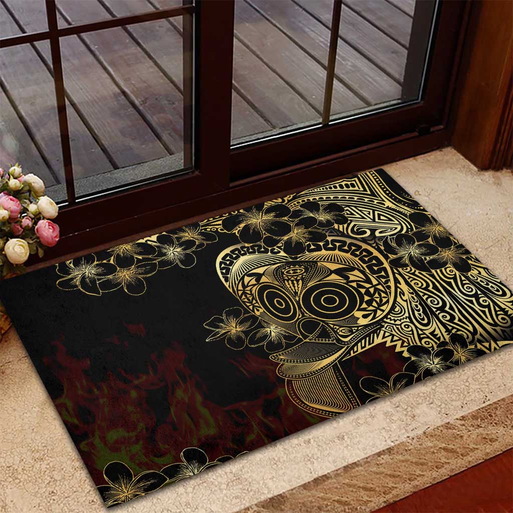 Frangipani Festival Rabaul Rubber Doormat PNG Tribal Baining Mask Tattoo - Polynesian Pride