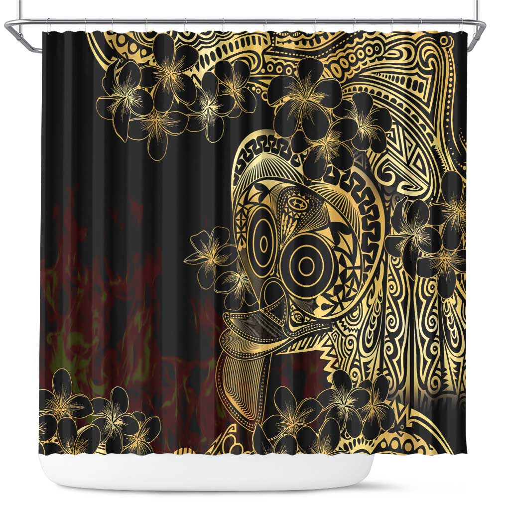 Frangipani Festival Rabaul Shower Curtain PNG Tribal Baining Mask Tattoo - Polynesian Pride