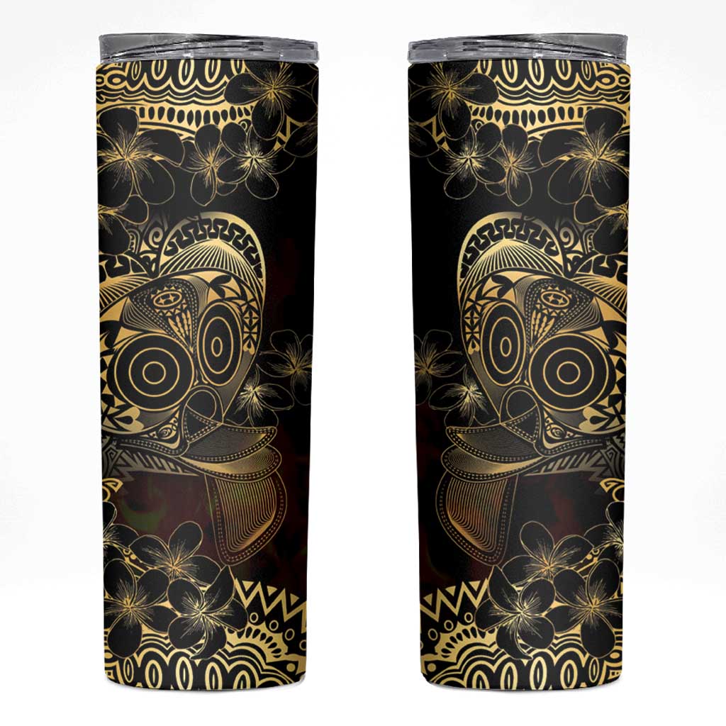 Frangipani Festival Rabaul Skinny Tumbler PNG Tribal Baining Mask Tattoo - Polynesian Pride