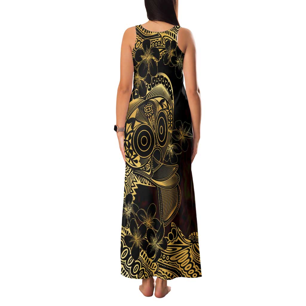 Frangipani Festival Rabaul Tank Maxi Dress PNG Tribal Baining Mask Tattoo - Polynesian Pride