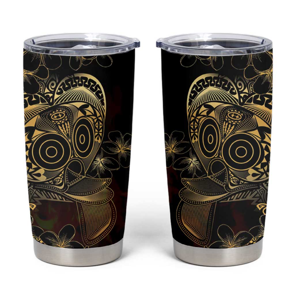 Frangipani Festival Rabaul Tumbler Cup PNG Tribal Baining Mask Tattoo - Polynesian Pride