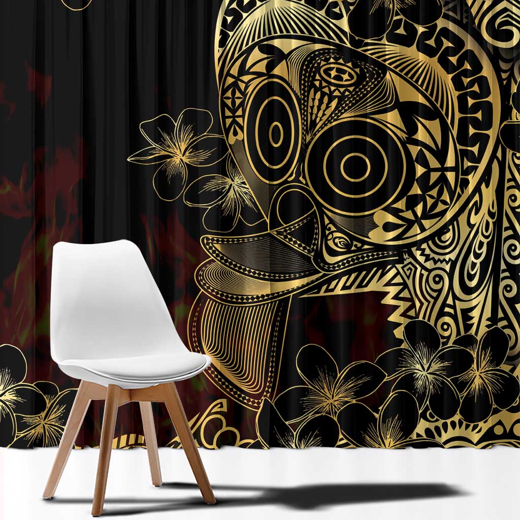 Frangipani Festival Rabaul Window Curtain PNG Tribal Baining Mask Tattoo LT14 - Polynesian Pride