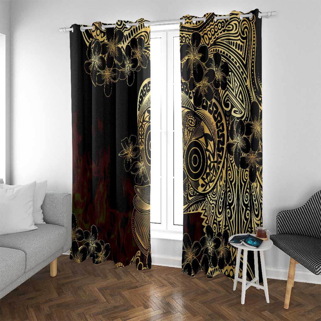 Frangipani Festival Rabaul Window Curtain PNG Tribal Baining Mask Tattoo LT14 With Grommets Black - Polynesian Pride