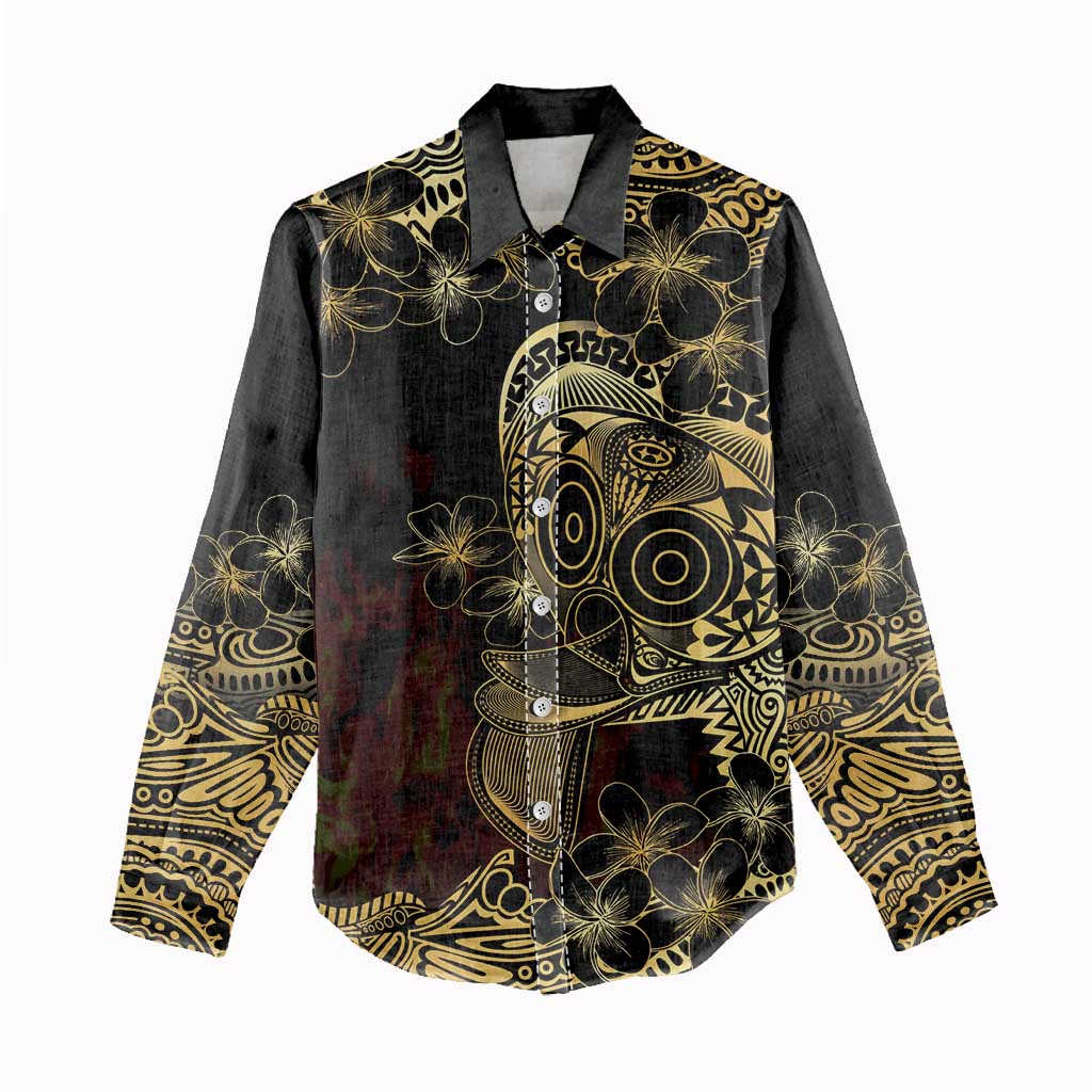 Frangipani Festival Rabaul Women Casual Shirt PNG Tribal Baining Mask Tattoo - Polynesian Pride