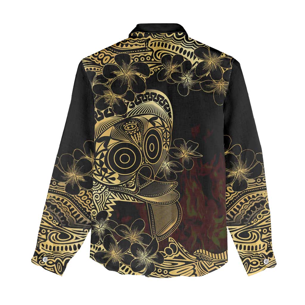 Frangipani Festival Rabaul Women Casual Shirt PNG Tribal Baining Mask Tattoo - Polynesian Pride