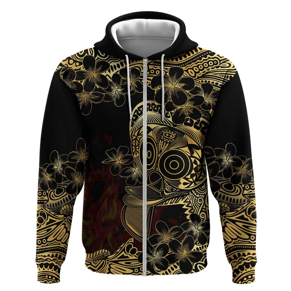 Frangipani Festival Rabaul Zip Hoodie PNG Tribal Baining Mask Tattoo - Polynesian Pride