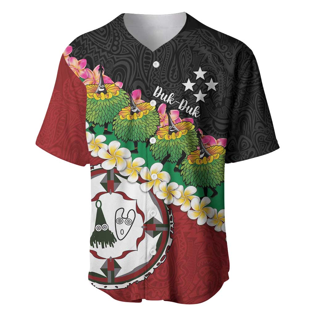 Frangipani Festival Rabaul East New Britain Baseball Jersey Dukduk Dance With Plumeria LT14 Red - Polynesian Pride