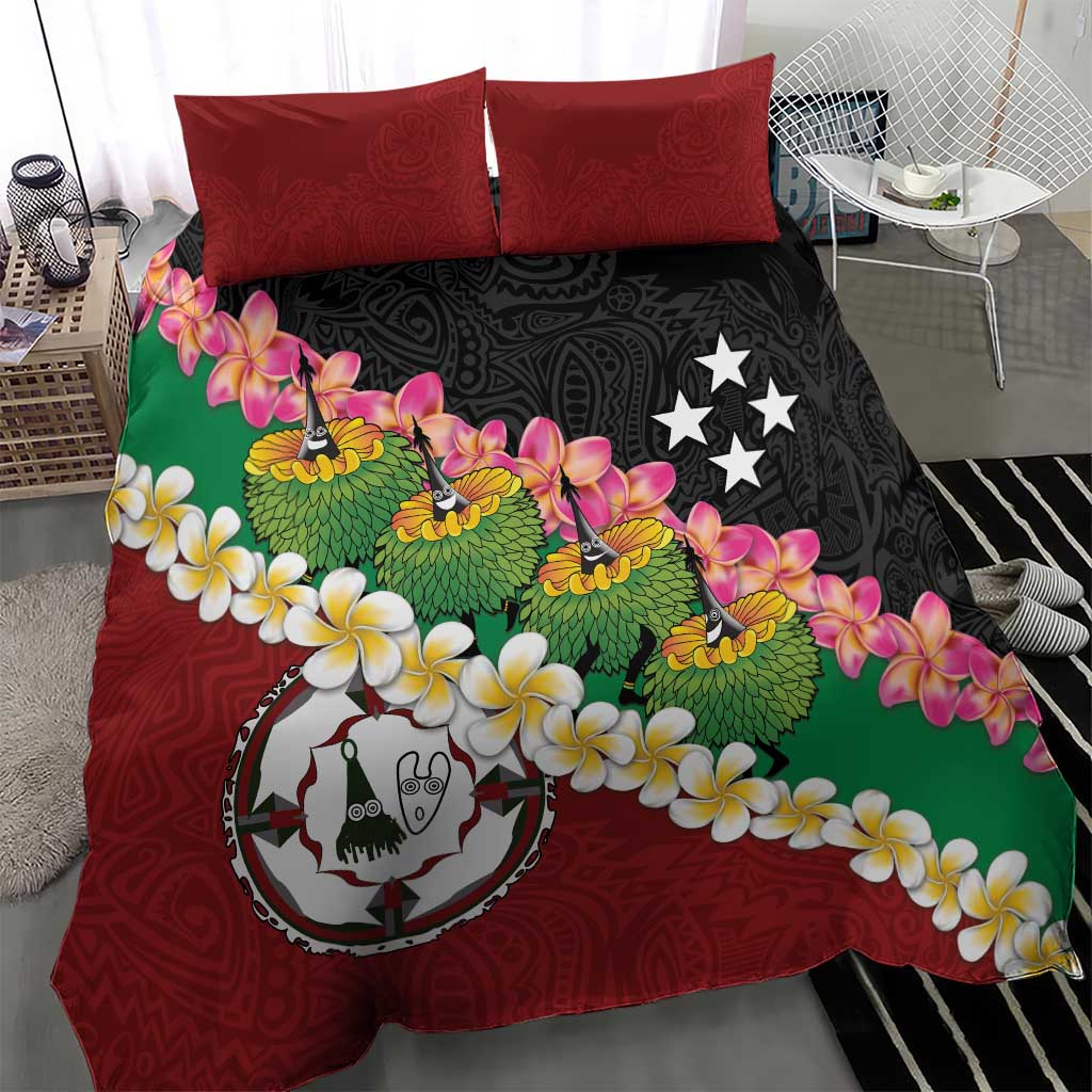 Frangipani Festival Rabaul East New Britain Bedding Set Dukduk Dance With Plumeria - Polynesian Pride