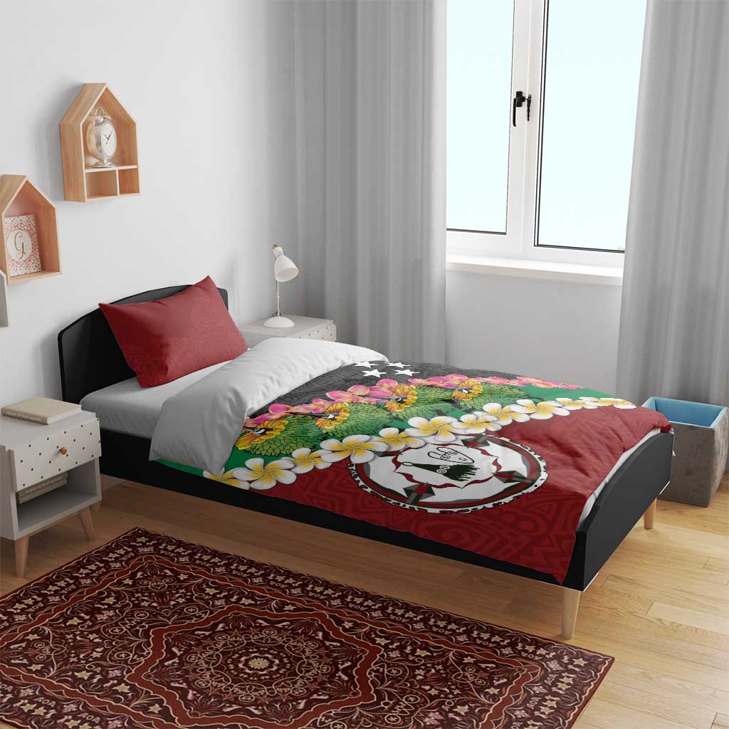 Frangipani Festival Rabaul East New Britain Bedding Set Dukduk Dance With Plumeria - Polynesian Pride