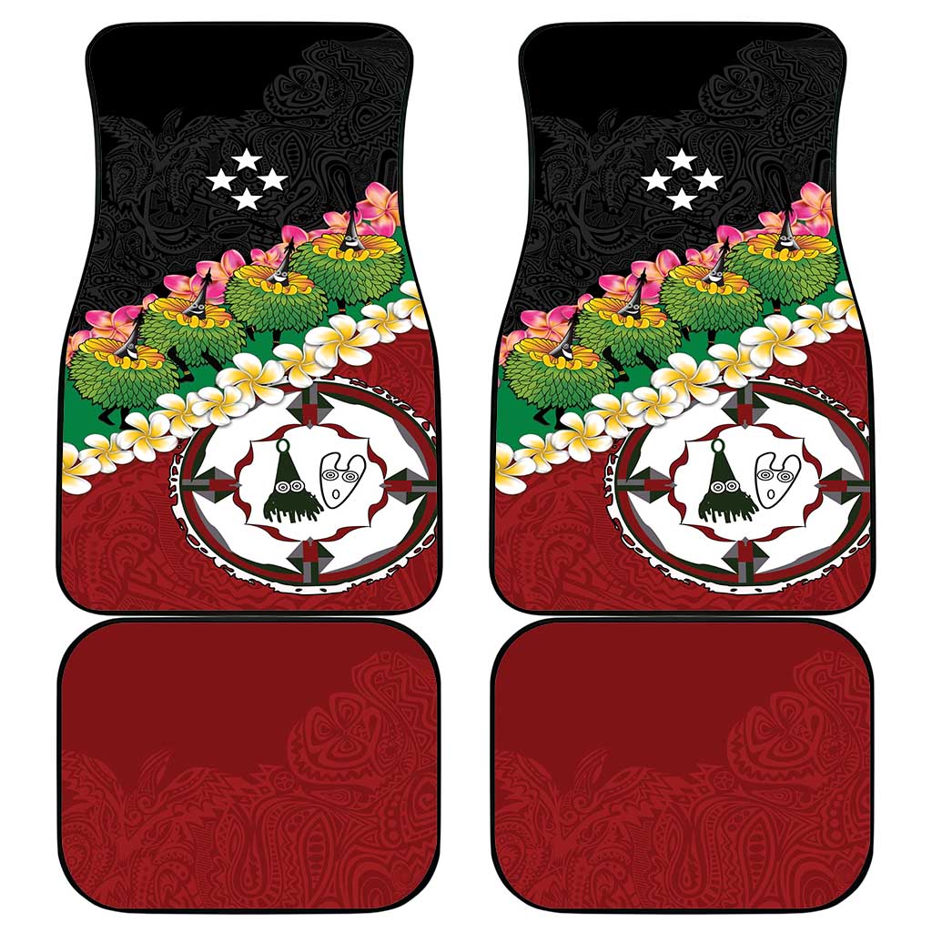 Frangipani Festival Rabaul East New Britain Car Mats Dukduk Dance With Plumeria LT14 - Polynesian Pride