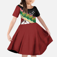 Frangipani Festival Rabaul East New Britain Family Matching Mermaid Dress and Hawaiian Shirt Dukduk Dance With Plumeria LT14 Daughter's Dress Red - Polynesian Pride