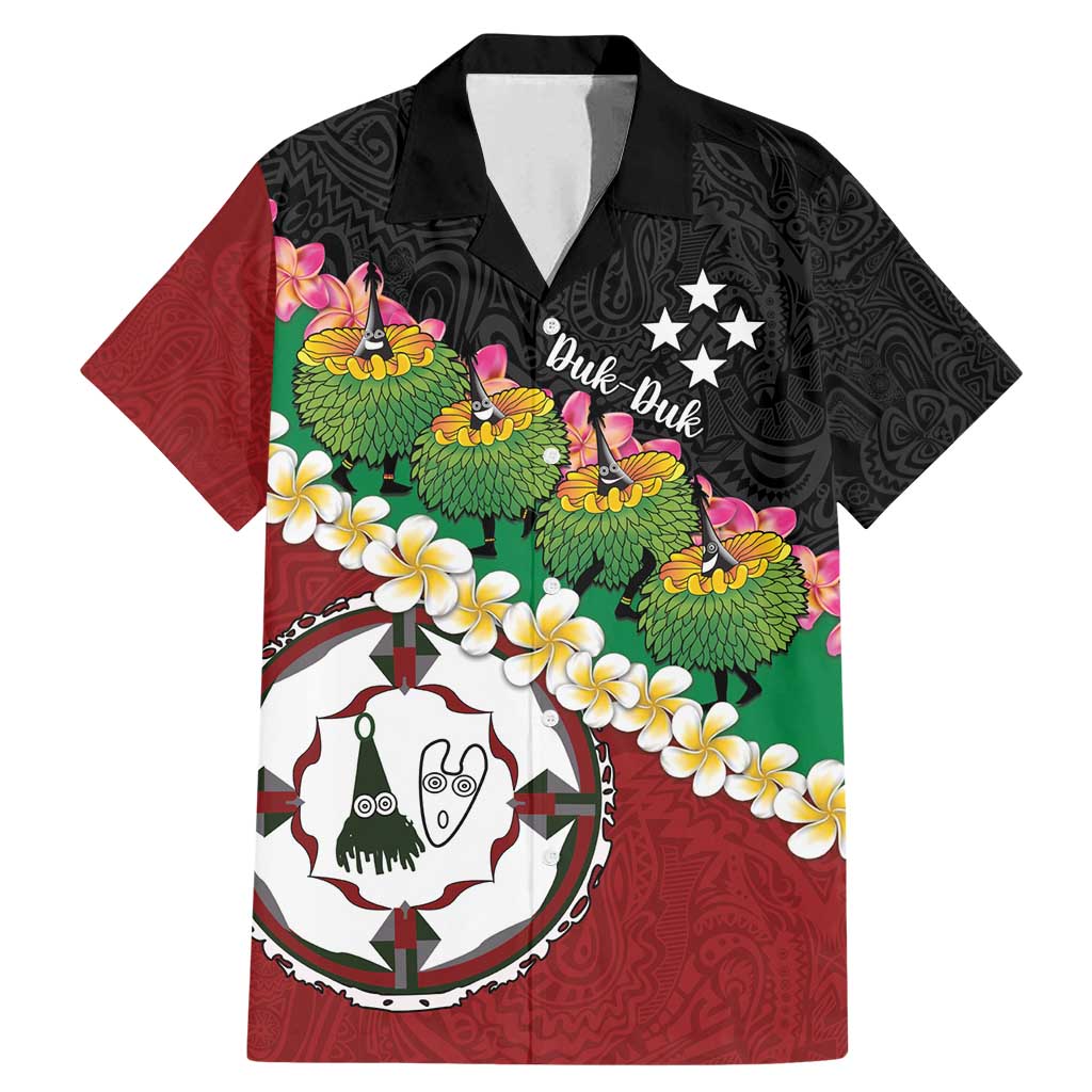 Frangipani Festival Rabaul East New Britain Family Matching Mermaid Dress and Hawaiian Shirt Dukduk Dance With Plumeria LT14 Dad's Shirt - Short Sleeve Red - Polynesian Pride