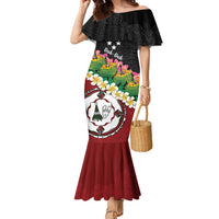 Frangipani Festival Rabaul East New Britain Family Matching Mermaid Dress and Hawaiian Shirt Dukduk Dance With Plumeria LT14 Mom's Dress Red - Polynesian Pride