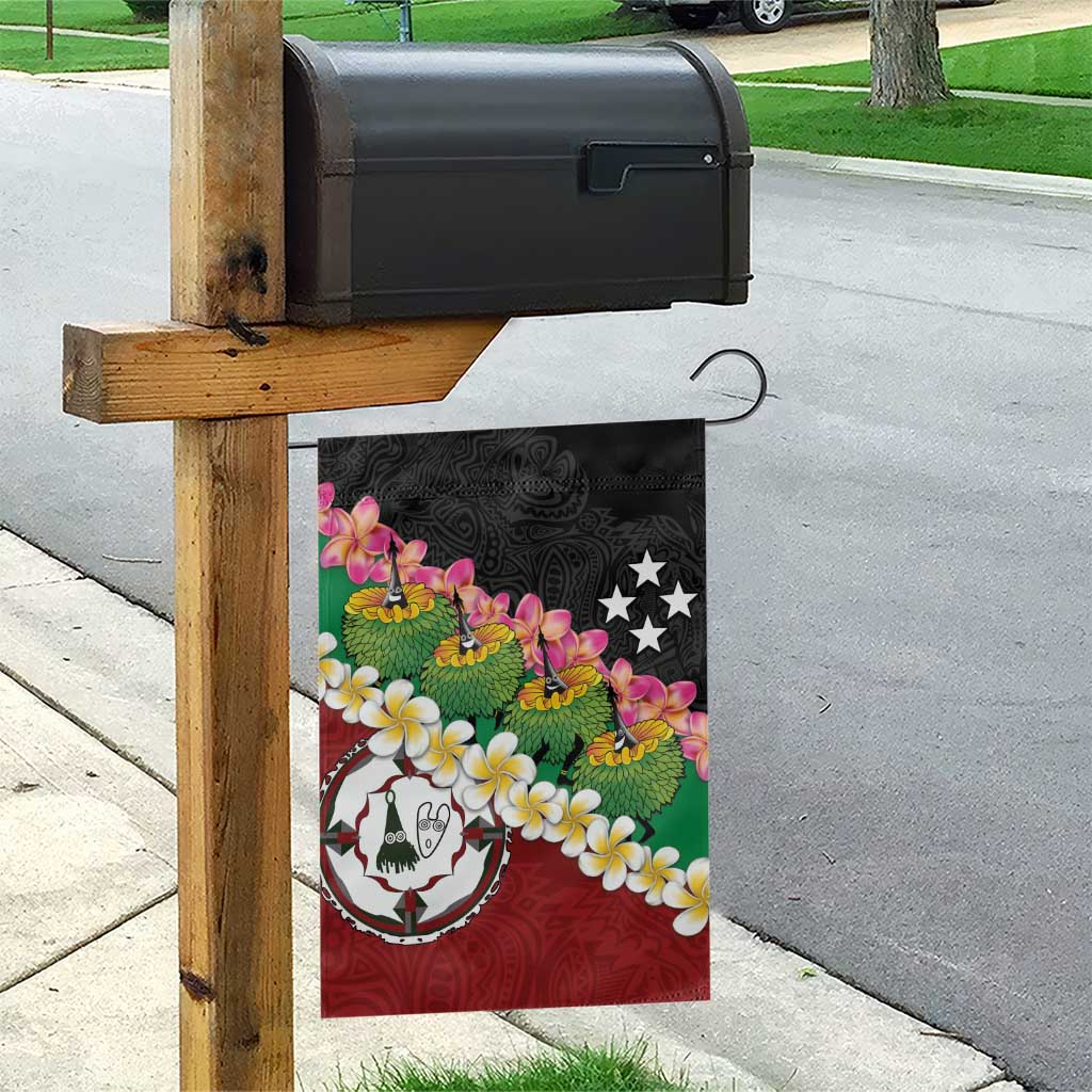 Frangipani Festival Rabaul East New Britain Garden Flag Dukduk Dance With Plumeria - Polynesian Pride