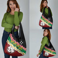 Frangipani Festival Rabaul East New Britain Grocery Bag Dukduk Dance With Plumeria LT14 - Polynesian Pride
