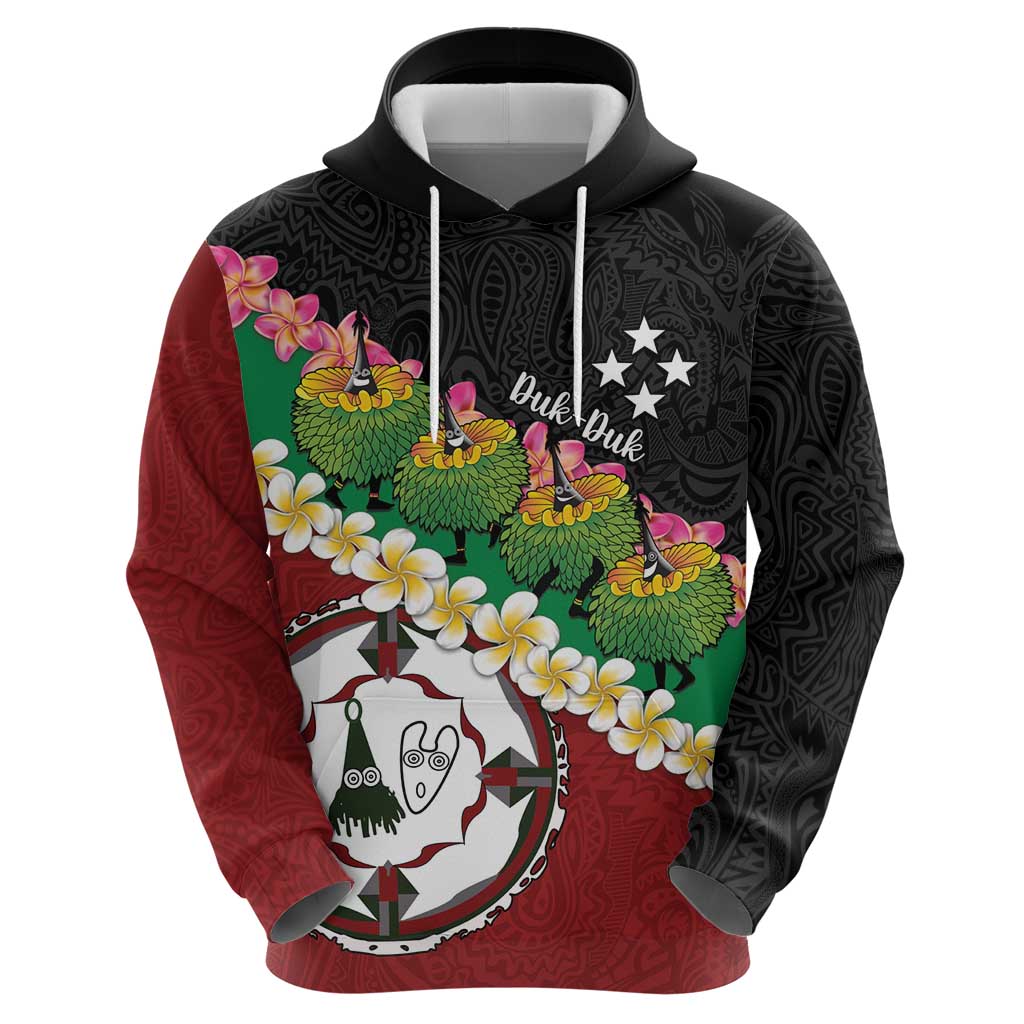 Frangipani Festival Rabaul East New Britain Hoodie Dukduk Dance With Plumeria - Polynesian Pride