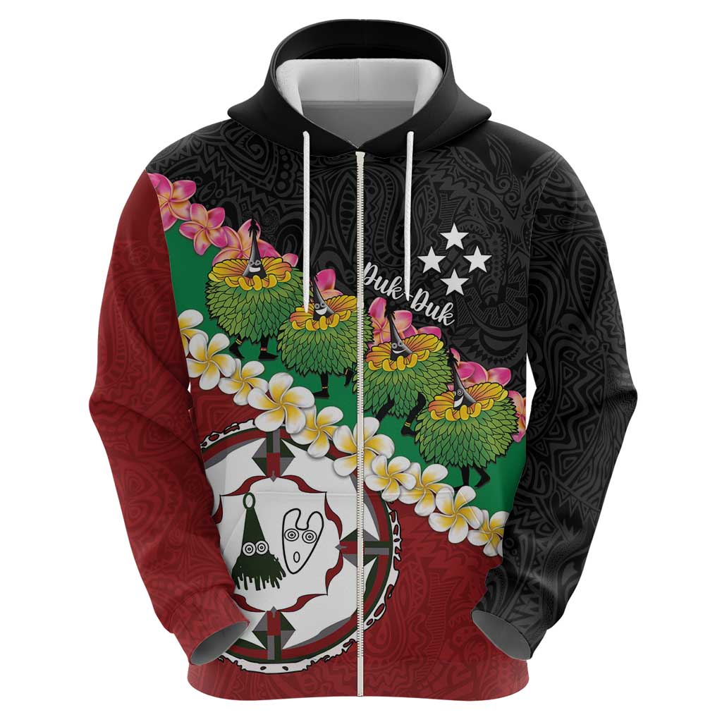 Frangipani Festival Rabaul East New Britain Hoodie Dukduk Dance With Plumeria - Polynesian Pride