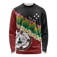 Frangipani Festival Rabaul East New Britain Long Sleeve Shirt Dukduk Dance With Plumeria LT14 Unisex Red - Polynesian Pride