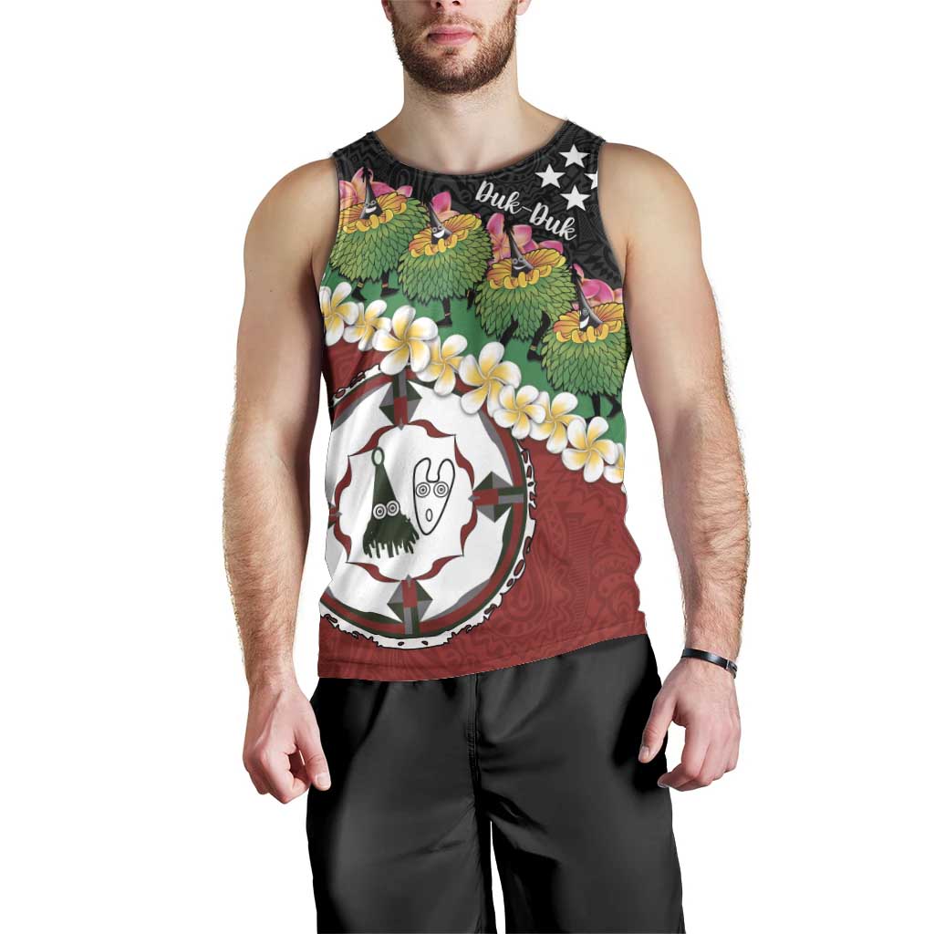 Frangipani Festival Rabaul East New Britain Men Tank Top Dukduk Dance With Plumeria - Polynesian Pride