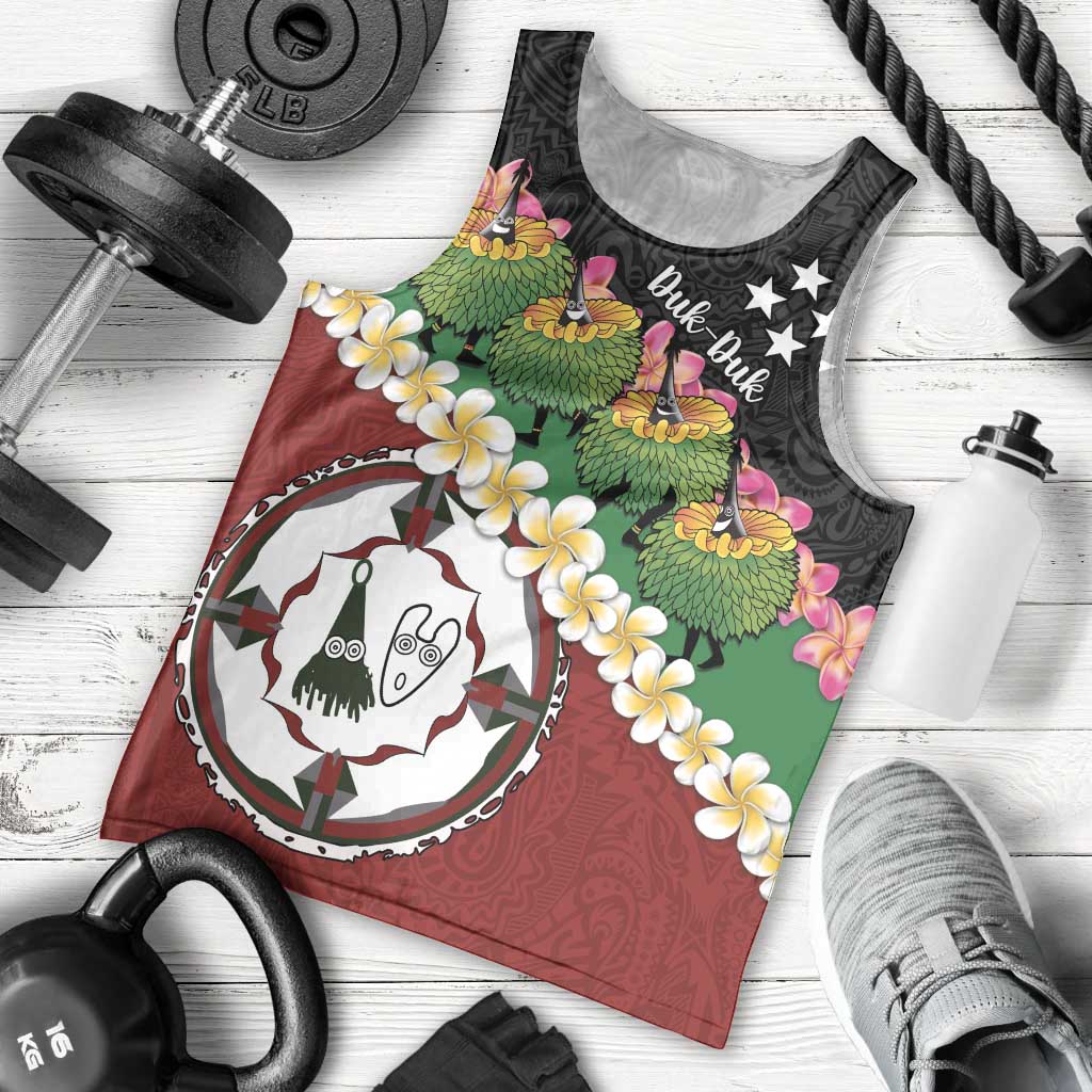 Frangipani Festival Rabaul East New Britain Men Tank Top Dukduk Dance With Plumeria - Polynesian Pride
