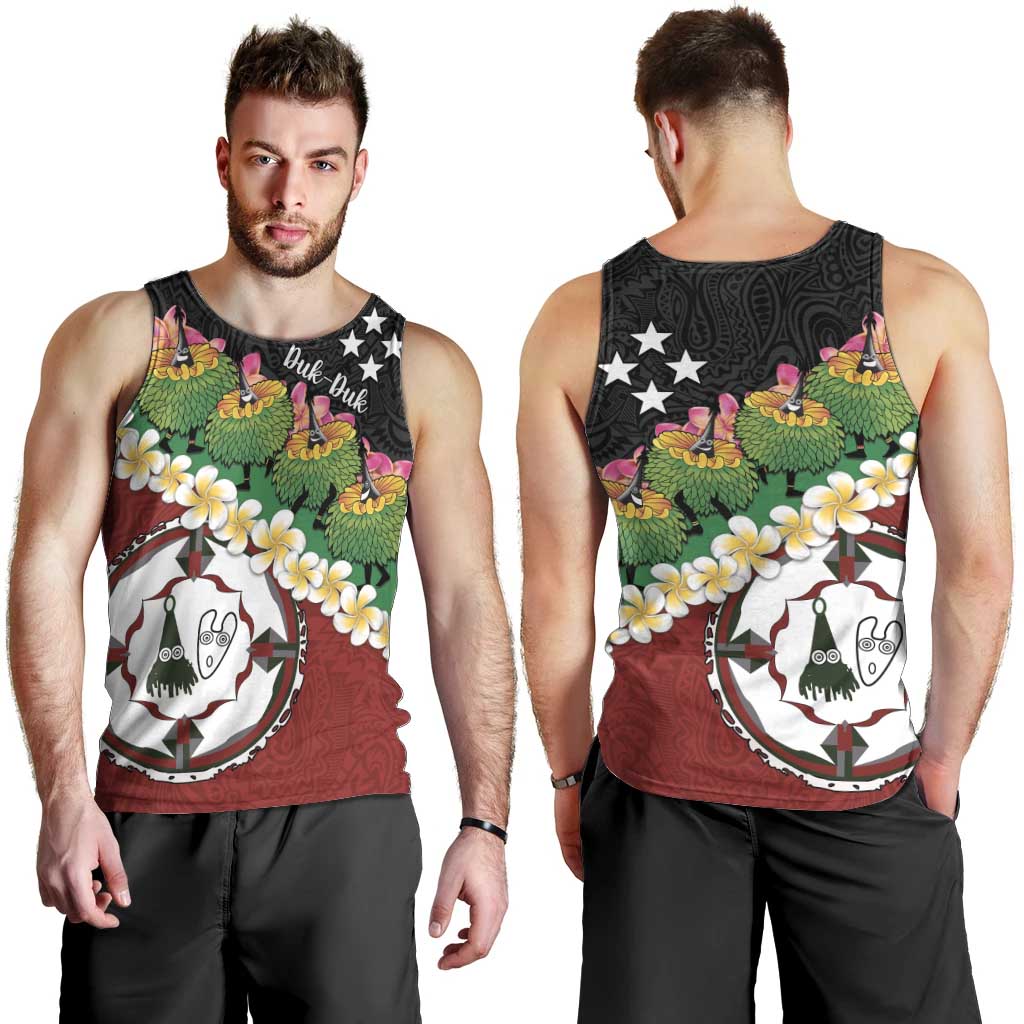Frangipani Festival Rabaul East New Britain Men Tank Top Dukduk Dance With Plumeria - Polynesian Pride