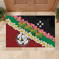 Frangipani Festival Rabaul East New Britain Rubber Doormat Dukduk Dance With Plumeria LT14 Red - Polynesian Pride