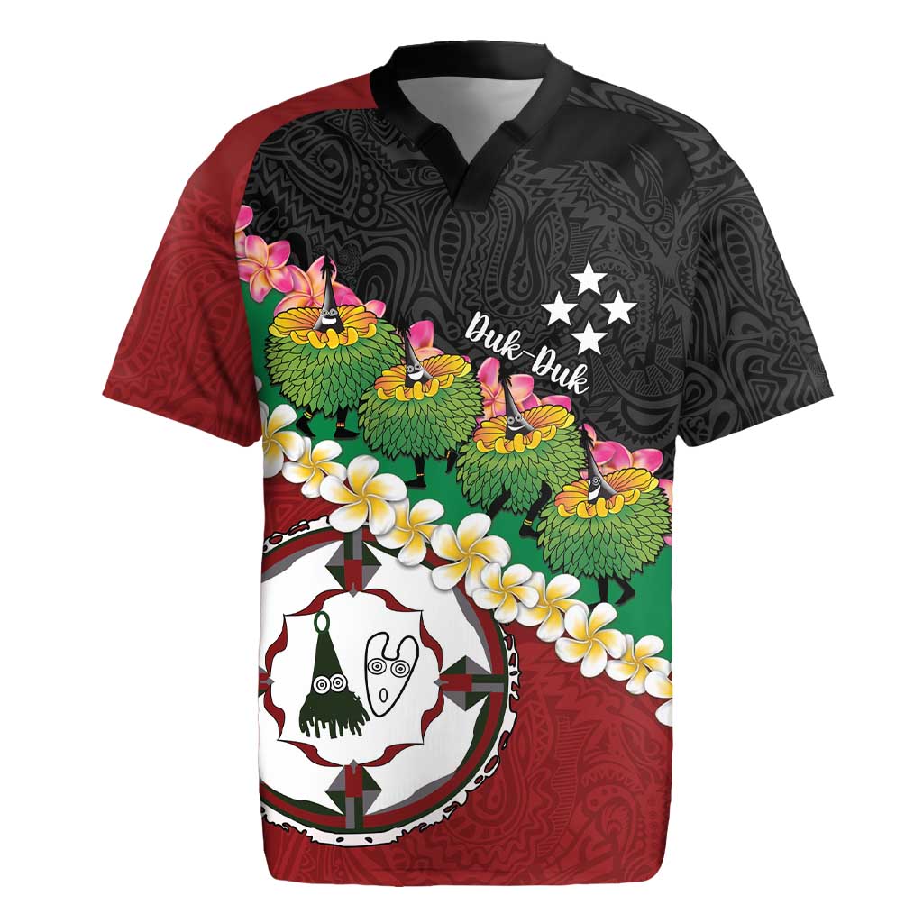 Frangipani Festival Rabaul East New Britain Rugby Jersey Dukduk Dance With Plumeria LT14 Red - Polynesian Pride