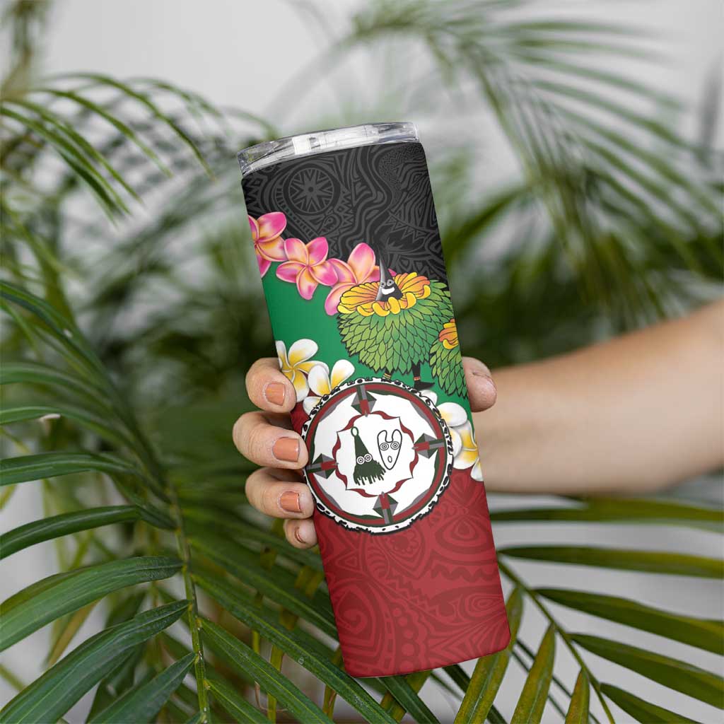 Frangipani Festival Rabaul East New Britain Skinny Tumbler Dukduk Dance With Plumeria LT14 - Polynesian Pride