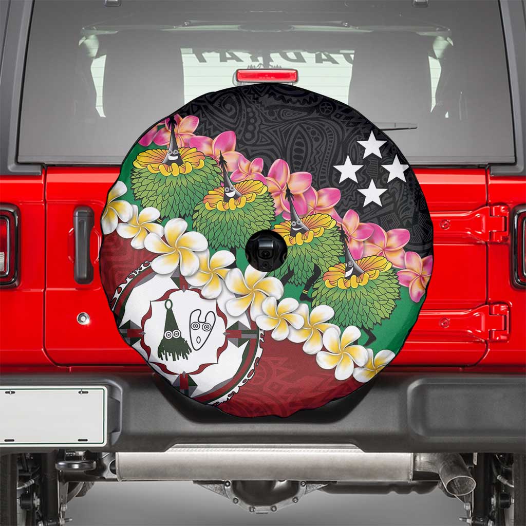 Frangipani Festival Rabaul East New Britain Spare Tire Cover Dukduk Dance With Plumeria - Polynesian Pride