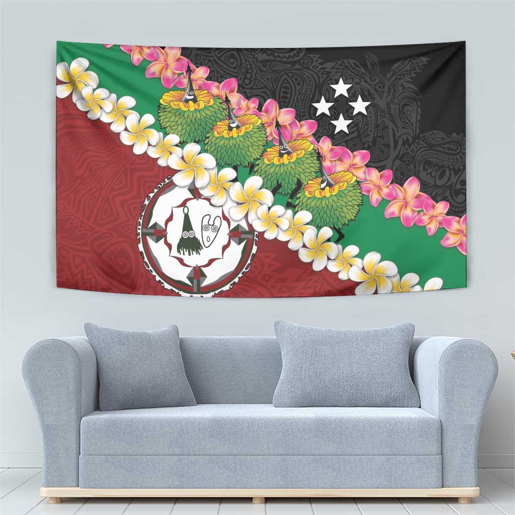 Frangipani Festival Rabaul East New Britain Tapestry Dukduk Dance With Plumeria - Polynesian Pride