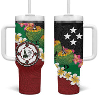 Frangipani Festival Rabaul East New Britain Tumbler With Handle Dukduk Dance With Plumeria LT14 One Size: 40 oz Red - Polynesian Pride