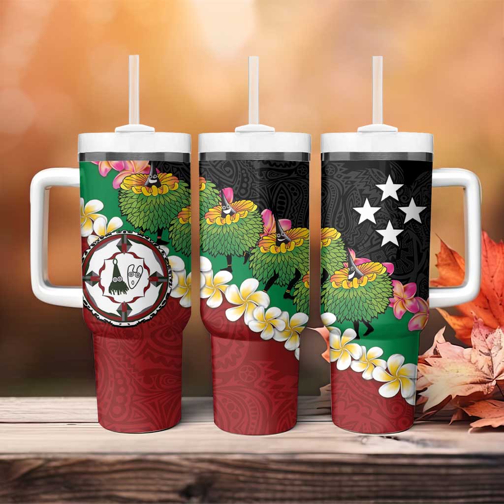 Frangipani Festival Rabaul East New Britain Tumbler With Handle Dukduk Dance With Plumeria LT14 - Polynesian Pride