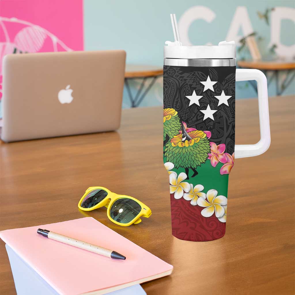 Frangipani Festival Rabaul East New Britain Tumbler With Handle Dukduk Dance With Plumeria LT14 - Polynesian Pride