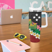 Frangipani Festival Rabaul East New Britain Tumbler With Handle Dukduk Dance With Plumeria LT14 - Polynesian Pride