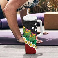 Frangipani Festival Rabaul East New Britain Tumbler With Handle Dukduk Dance With Plumeria LT14 - Polynesian Pride