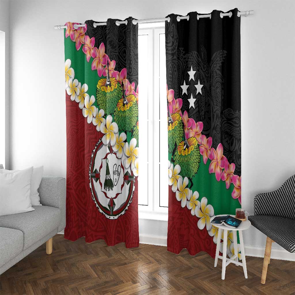 Frangipani Festival Rabaul East New Britain Window Curtain Dukduk Dance With Plumeria LT14 With Grommets Red - Polynesian Pride