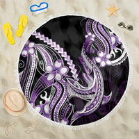 Purple Black Aloha Hawaii Beach Blanket Polynesian Shark Tattoo Plumeria