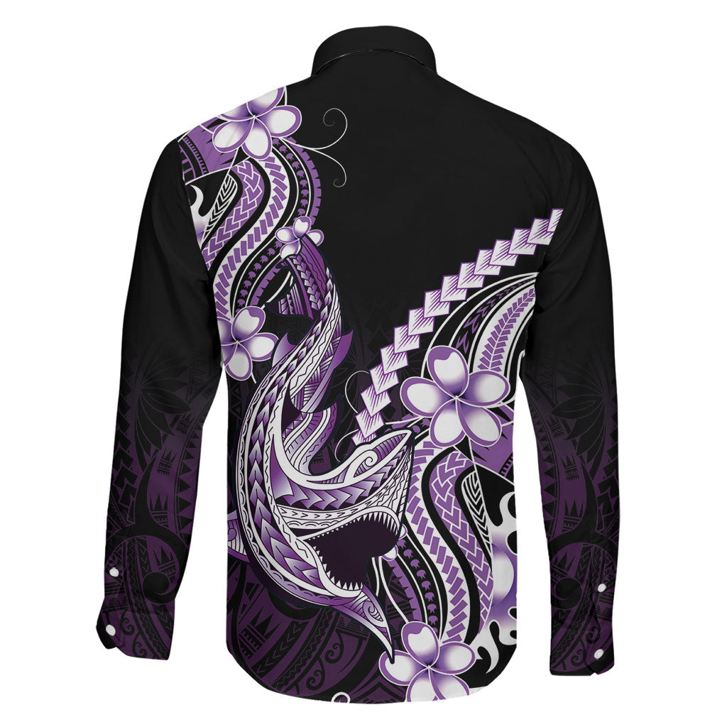 Purple Black Aloha Hawaii Family Matching Tank Maxi Dress and Hawaiian Shirt Polynesian Shark Tattoo Plumeria LT14 - Polynesian Pride