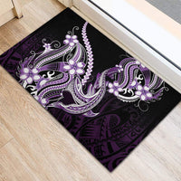 Purple Black Aloha Hawaii Rubber Doormat Polynesian Shark Tattoo Plumeria LT14 - Polynesian Pride