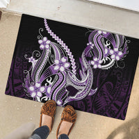 Purple Black Aloha Hawaii Rubber Doormat Polynesian Shark Tattoo Plumeria LT14 - Polynesian Pride