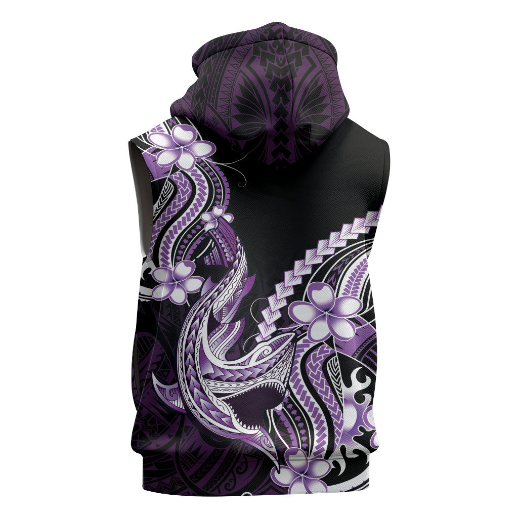 Purple Black Aloha Hawaii Sleeveless Zip Hoodie Polynesian Shark Tattoo Plumeria LT14 - Polynesian Pride