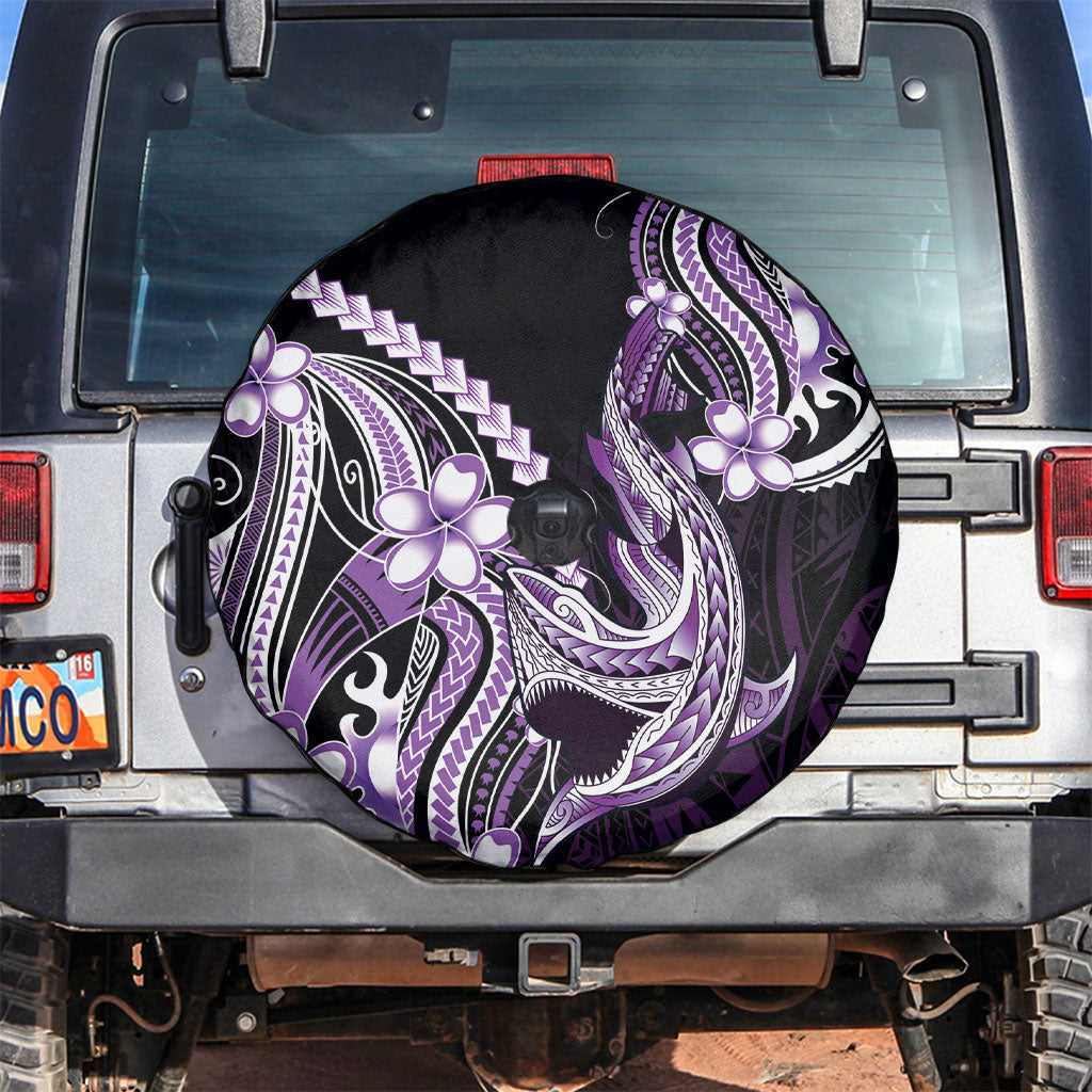Purple Black Aloha Hawaii Spare Tire Cover Polynesian Shark Tattoo Plumeria LT14 Purple - Polynesian Pride