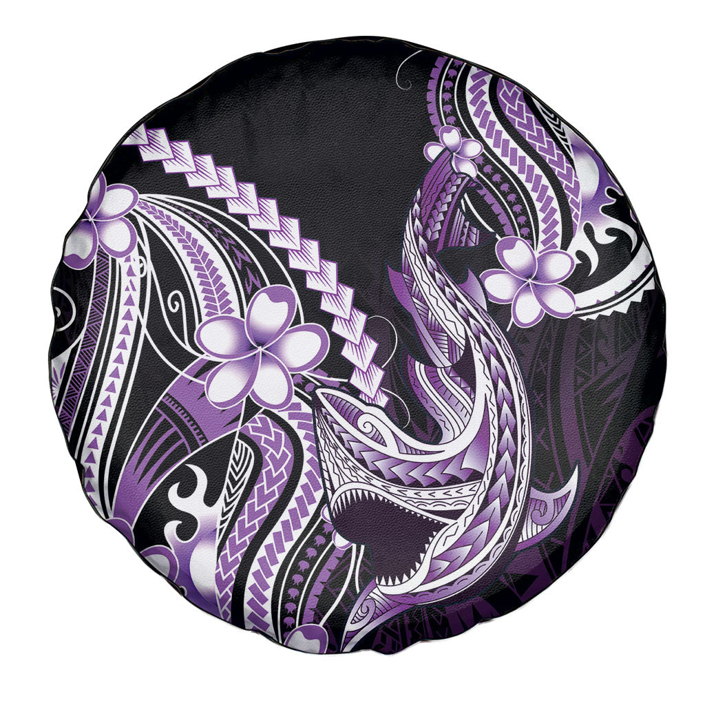 Purple Black Aloha Hawaii Spare Tire Cover Polynesian Shark Tattoo Plumeria LT14 - Polynesian Pride