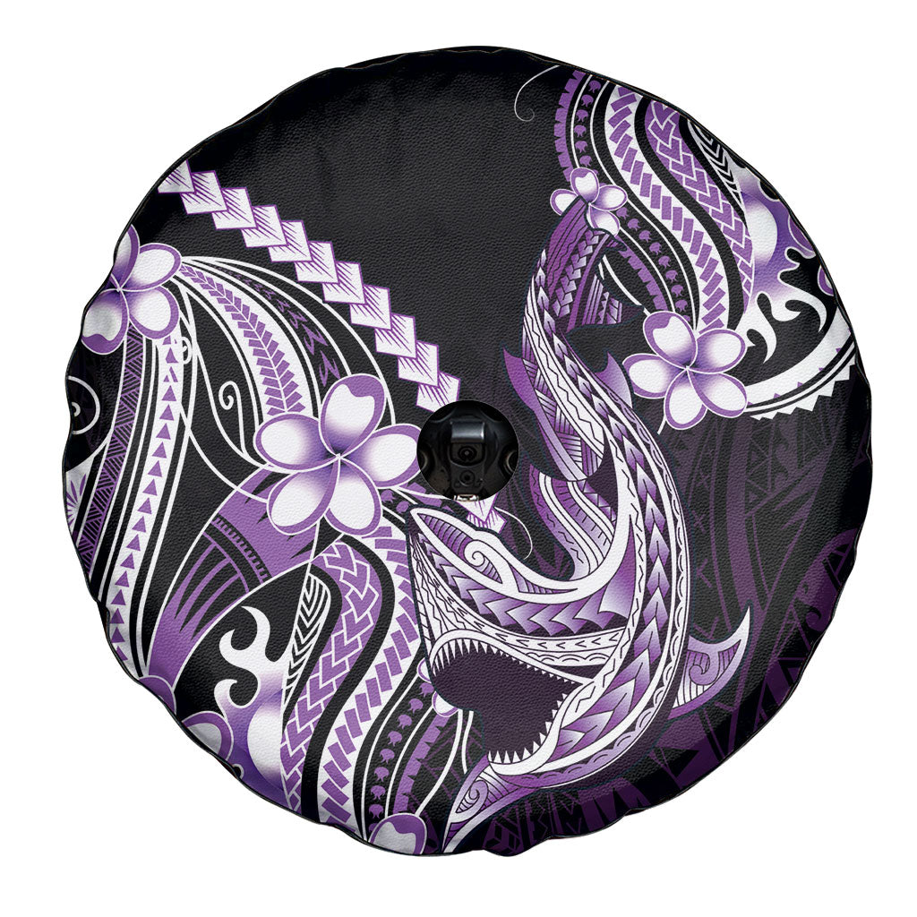 Purple Black Aloha Hawaii Spare Tire Cover Polynesian Shark Tattoo Plumeria LT14 - Polynesian Pride