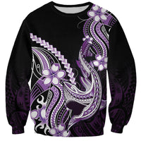 Purple Black Aloha Hawaii Sweatshirt Polynesian Shark Tattoo Plumeria LT14 Unisex Purple - Polynesian Pride